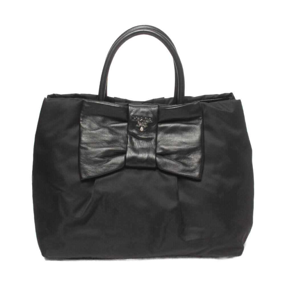 Prada Tessuto Bow Tote Shoulder Bag Black